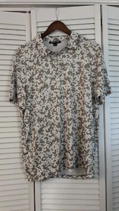 Michael Kors Shirt Herren L weiß Blumenmuster abstrakt Polo Freizeitkleidung - Bild 1 von 3