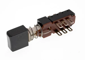 Schadow DPDT 6A Pushbutton Switch, Black Rectangular Button, NOS - Picture 1 of 3