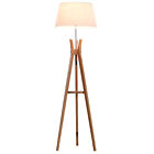 Bamboo Freestanding Tripod Floor Lamp w/ Shelf White