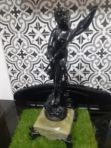 Antique french (LA NYMPHE par herring) painted spelter figure marble? onyx base - Picture 1 of 12