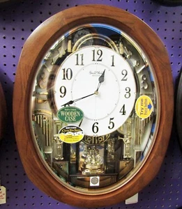 "RHYTHM" MUSICAL WALL CLOCK -JOYFUL BLESSING  IN OAK W/ 30 MELODIES 4MH414WU06 - Picture 1 of 4