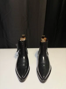 Mens Black Leather Western Cowboy Ankle Boots / US 11 / Pointed Toe / Pull-On #7 - Picture 1 of 4
