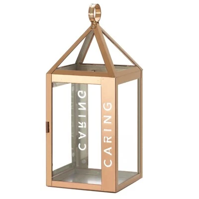 HOME LIGHTING DECOR LARGE ROSE METAL FRAME CARING CANDLE LANTERN - Image 1 of 3