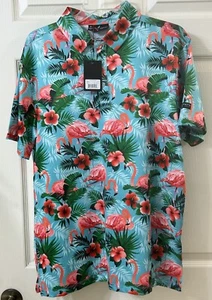 Neu mit Etikett Yatta Golf Herren Med Pau Hana Golf Polo-Shirt Blumenmuster Flamingo USD $ 50,00 - Bild 1 von 10
