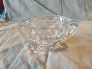 Fostoria American Clear Glass Open Sugar Bowl, 2 3/8” Tall, 3 3/8” Wide, Discont - Picture 1 of 3