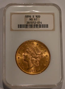 1896 S   $20 Liberty Gold  Double Eagle MS61  NGC graded - free shipping!!!! - Picture 1 of 4