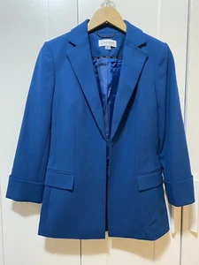 Neu ohne Etikett Calvin Klein Damen Blazer Jacke gekerbtes Revers vorne offen Größe 6 türkis - Bild 1 von 13
