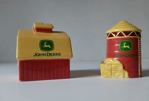 John Deere Farm Barn Silo Ceramic Salt and Pepper Shakers Set - Picture 1 of 11
