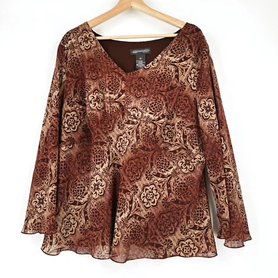 Jonathan Martin Y2K Babydoll Chiffon Top 22W Whimsy Flared Sleeve Fairygrunge - Image 1 of 4