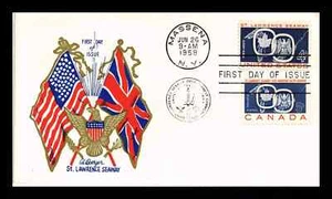 1131 4c Stamp (1959) THE SAINT LAWRENCE SEAWAY FDC BY BOERGER - JOINT ISSUE ! - Picture 1 of 1