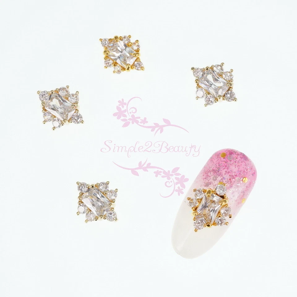 5PCS Luxury Bling Clear Zircon Rhinestones Charms 3D Nail Art Manicure Jewelry - Image 1 of 4