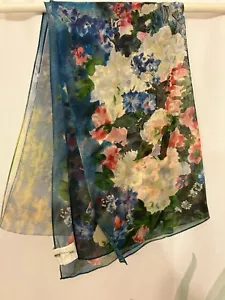 Vintage 100% Silk Scarf Floral Print Museum Fine Arts Boston Made In Japan EUC - Picture 1 of 18