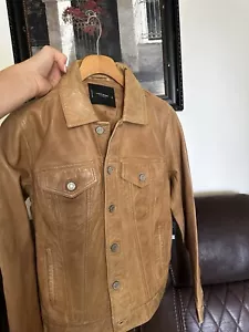 Lucky Brand Leather Trucker Jacket Size XS NWT - Picture 1 of 5