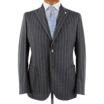 L.B.M. Abrigo deportivo 1911 nuevo con etiquetas talla 50R (40R EE. UU.) a rayas grises 100 % lana Foto 1 de 4