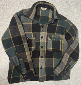 Vintage 60’s Woolrich Wool Shirt Jacket Shacket Window Plaid USA Women’s 16 - Picture 1 of 20