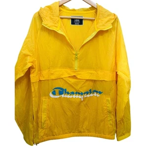 Champion Anorak Jacket Yellow Pullover Windbreaker Hooded Large - Picture 1 of 4