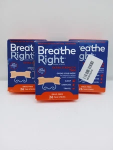Neu & Versiegelt! 3 Schachteln Breathe Right extra starke Nasenstreifen hellbraun je 26ct - Bild 1 von 3