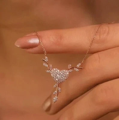 2 Ct Round Cut Lab Created Diamond Women's Heart Pendant 14K Rose Gold Plated - Image 1 of 3