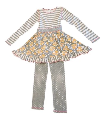 Girls Size 9-10 Fall Thanksgiving Flowers Beige 2 Piece Set  by Ann Loren - Image 1 of 4