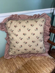 Waverly Throw Pillow Rose Floral Decorative 16x16” Inch Cottage Core Farmhouse - Picture 1 of 4