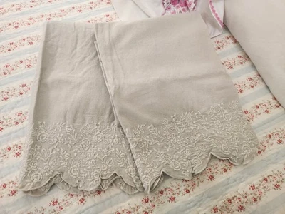 SIMPLY SHABBY CHIC RACHEL ASHWELL EMBROIDERED CURTAIN PANEL CURTAIN SET - Image 1 of 3