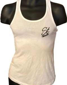 St weißes ärmelloses Shirt Tanktop durchsichtig XS Brustumfang 13" Länge 25" LESEN - Bild 1 von 4
