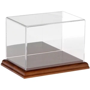 Plymor Clear Acrylic Case w/ Hardwood Base (Mirror Back), 6" W x 4" D x 4" H - Picture 1 of 2