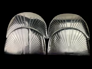 4 Vintage Art Deco Vinyl Gold Dinner Placemats Fan Shell Shaped Regency - Picture 1 of 6