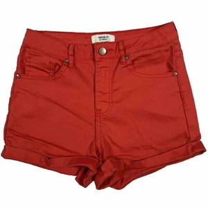 Forever 21 Los Angeles Shorts Red Mid Rise Cuffed Stretch Zipper Fly Sz 25 - Picture 1 of 12