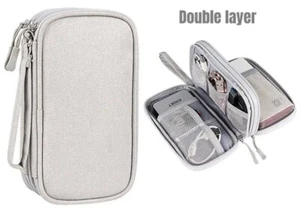 :: Reise Organizer Tasche für Technik Zubehör Kabel Kabel doppellagig grau :: - Bild 1 von 5