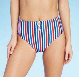 Xhilaration rot/weiß/blau gestreift gerippt High Waist Unterteil (Medium) CR - Bild 1 von 7