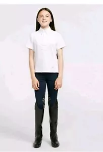 Shires Aubrion Children's Short Sleeve Tie Shirt White 13/14Years - Picture 1 of 3
