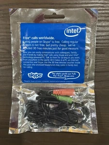 intel Skype Kit PC CD Software Ear Headset Cords Plug Original Vintage Promo - Picture 1 of 5