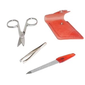 GS-Nails Set Schere Feile Pinzette ideal für unterwegs Mappe Rot - Bild 1 von 1