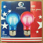 Energetic LED 2W A19 Red & Blue Clear Light Bulbs - Patriotic Holiday - Save 2+