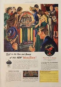 1947 Wurlitzer Phonograph Music Vintage Ad Thrill to the tone and beauty - Picture 1 of 1