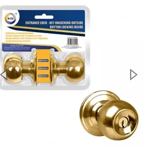 Manija de perilla de puerta cerradura de entrada desbloqueo dorado botón exterior bloqueo cerradura de puerta - Imagen 1 de 5