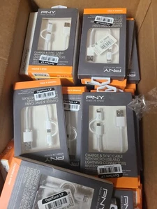 20 PNY Charging Sync Cable w Micro-USB & Lighting C-UA-UULN-W01-01 6in/15cm - Picture 1 of 5