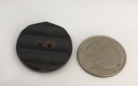 Antique Vintage 1” Plastic Brown Wavy Button Cover