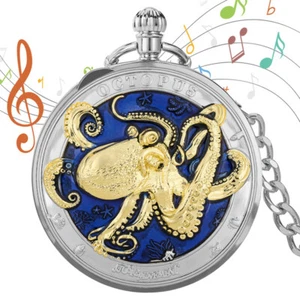 Oktopus Muster Spieluhr mit Kette Spieluhr Herren Damen Weihnachtsgeschenke - Bild 1 von 16