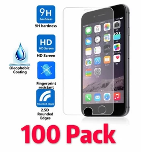 100Pcs Premium Real Tempered Glass Screen Protector Guard for iPhone Samsung LG - Picture 1 of 12