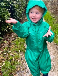 Kids Rain Jumpsuit, Full Zip, Hooded Dry Kids, Green Dry Kids, Size 1 Year NWT - Picture 1 of 5