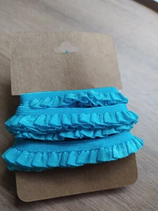 2M - 10mm Himmelblau Plissee Stretch Borte Band Rüschen Gummiband Deko - Bild 1 von 5