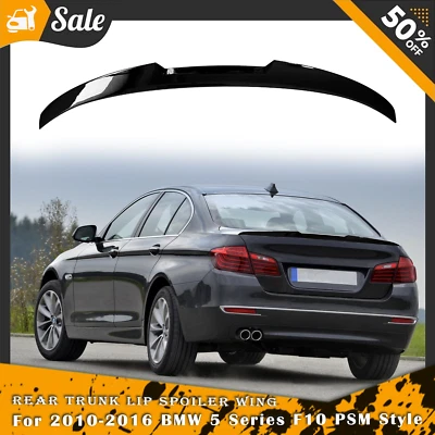 适用于 2010 - 2016 宝马 5 系列 F10 M4 风格后后后备箱锅炉翼真实光泽美国 — 第 1/4 张图片