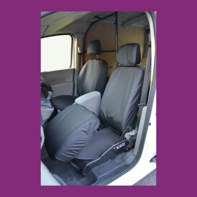 Fundas de asiento delanteras delanteras para Renault Kangoo 2008+ negras a medida impermeables (estilo plegable) Foto 1 de 4