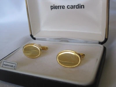 Pierre Cardin Oval Gold-Tone Cufflinks, Engavable, New Old Stock - Image 1 of 4