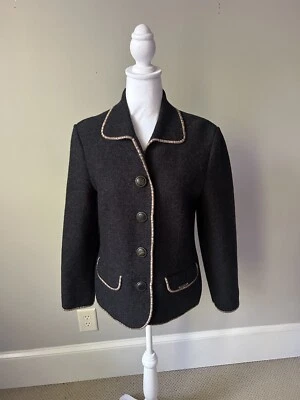 GEIGER Hecho en Austria Mujer 36/M Abrigo 100% Pura Lana Nueva Carbón y Tostado Foto 1 de 4