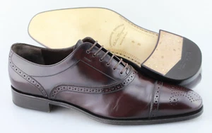 Men's SALVATORE FERRAGAMO 'Caesy' Brown Leather Cap Toe Oxfords Size US 8 - D - Picture 1 of 6