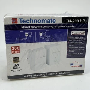 Technomate TM-200 HP Internet Anywhere Sockets 200Mbps Powerline AV Kit - New - Picture 1 of 6
