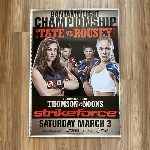 Strikeforce MIESHA TATE vs ROWDY RONDA ROUSEY 2012 MMA Event Poster RARE 28"x40" Cover